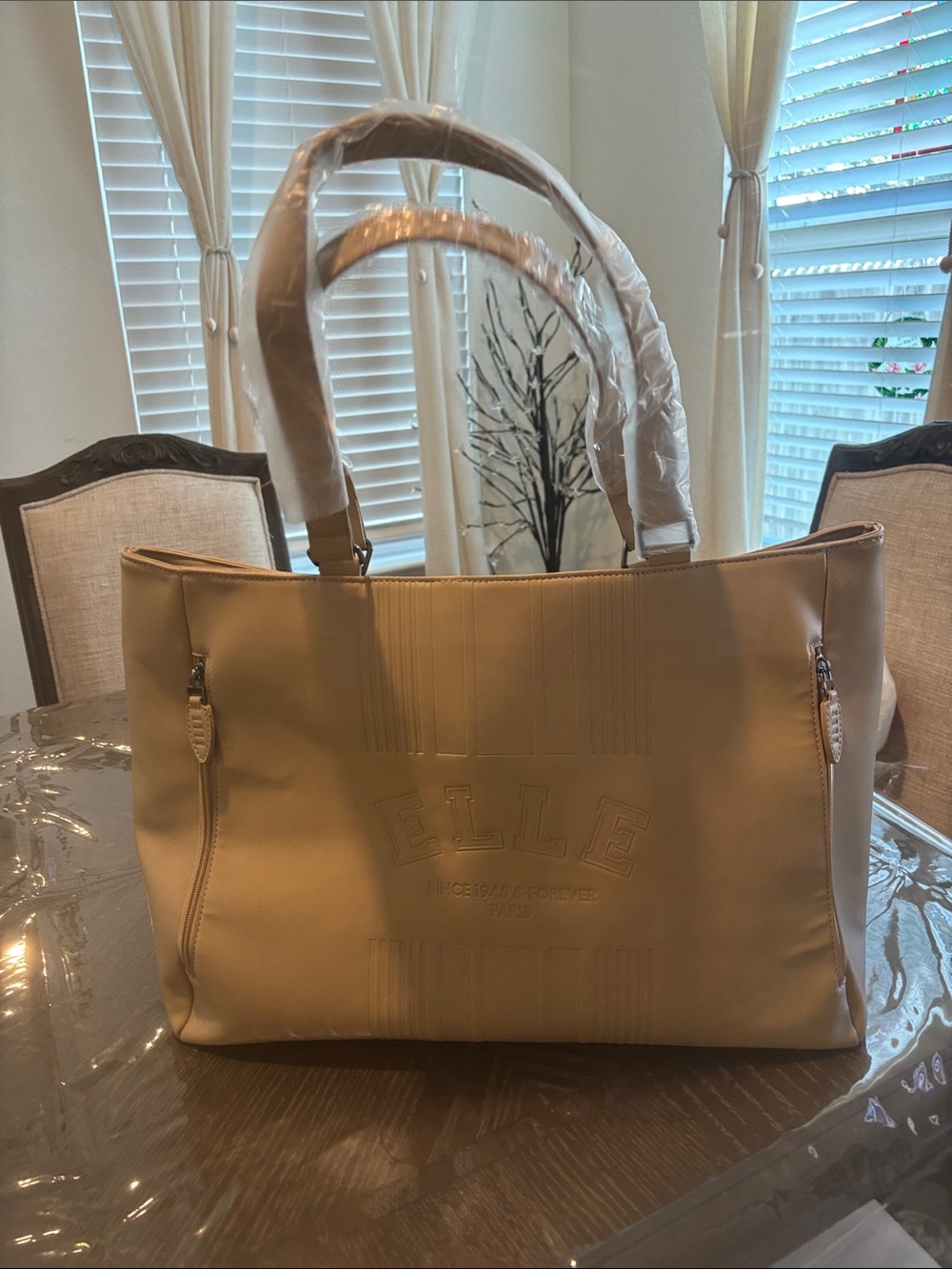 Oversized Elle Neutral Beige Tote with Dual Handles